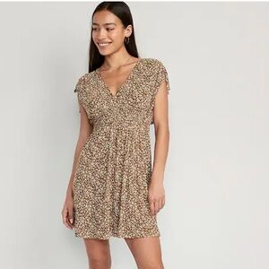 Floral Print Brown Dress